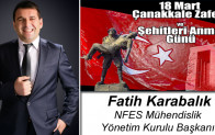 Fatih Karabalık’ın 18 Mart Çanakkale Zaferi ve Şehitleri Anma Günü Mesajı