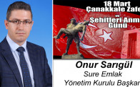 Onur Sarıgül’ün 18 Mart Çanakkale Zaferi ve Şehitleri Anma Günü Mesajı