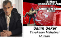 Salim Şeker’in 18 Mart Çanakkale Zaferi ve Şehitleri Anma Günü Mesajı