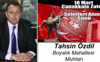 Tahsin Özdil’in 18 Mart Çanakkale Zaferi ve Şehitleri Anma Günü Mesajı