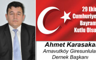 Ahmet Karasakal’ın Cumhuriyet Bayramı Mesajı