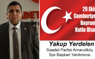 Yakup Yerdelen’in Cumhuriyet Bayramı Mesajı