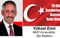 Yüksel Emir’in Cumhuriyet Bayramı Mesajı