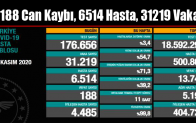 Koronavirüs Nedeniyle 188 Can Kaybı, 6514 Hasta, 31219 Vaka