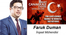 Faruk Duman’ın Çanakkale Zaferi ve Şehitleri Anma Günü Mesajı