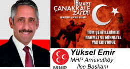 Yüksel Emir’in Çanakkale Zaferi ve Şehitleri Anma Günü Mesajı