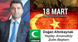 Doğan Altınkaynak’ın Çanakkale Zaferi ve Şehitleri Anma Günü Mesajı