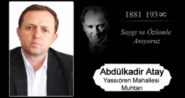 Abdülkadir Atay’ın 10 Kasım Atatürk’ü Anma Günü Mesajı