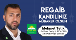 Mehmet Tetik’in Regaib Kandili Mesajı