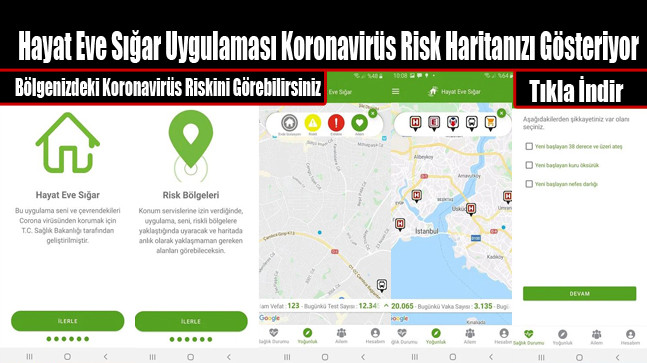 ‘Hayat Eve Sığar’ Uygulaması Koronavirüs Risk Haritanızı Gösteriyor