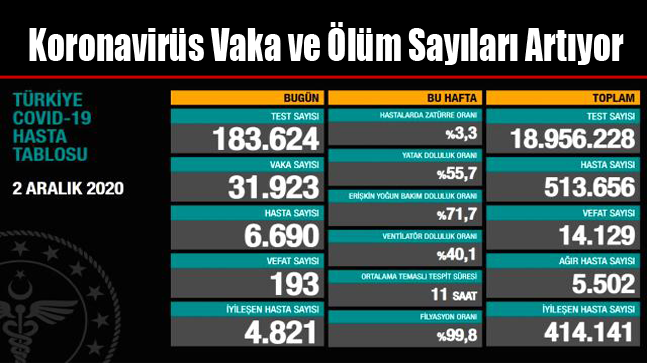 Koronavirüs Vaka ve Ölüm Sayıları Artıyor